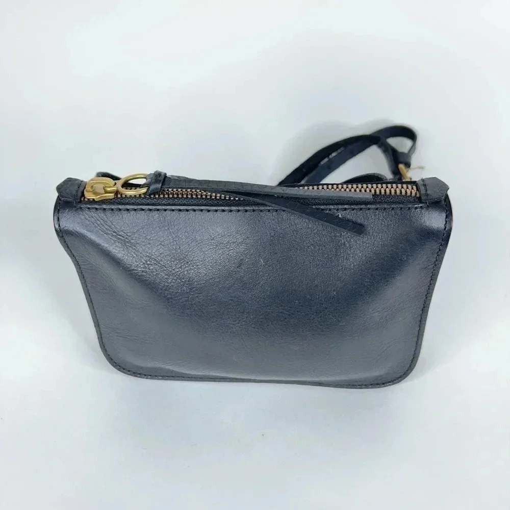 Madewell Simple Pouch Belt Bag Black Leather Neutral Adjustable Strap Small